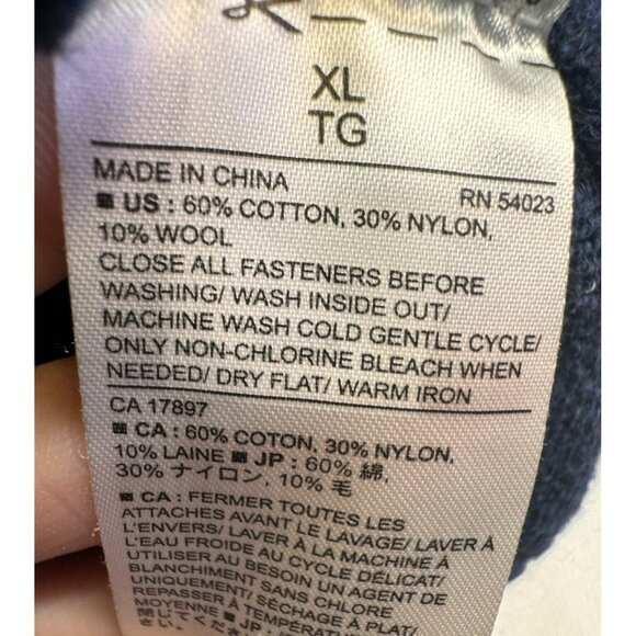 Banana Republic Mens Knit 1/4 Button-Up Sweater XL Navy Blue - Picture 4 of 11